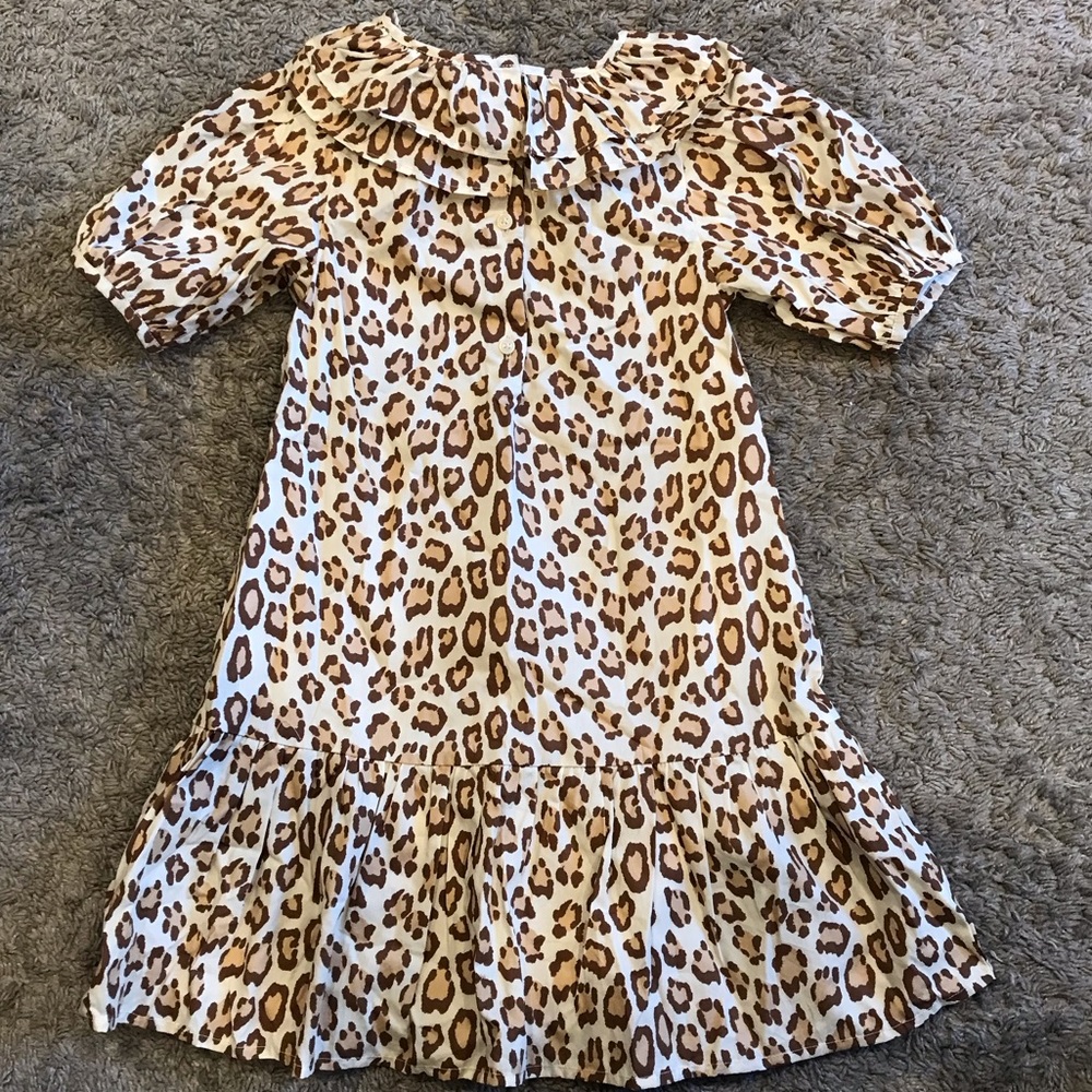 NWOT Janie and Jack Leopard Puff sleeve Ruffle Dress - Picture 8 of 9